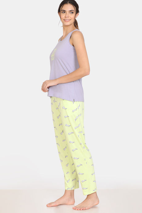 Zivame My Besties Knit Cotton Pyjama Set - Shadow Lime — image 2